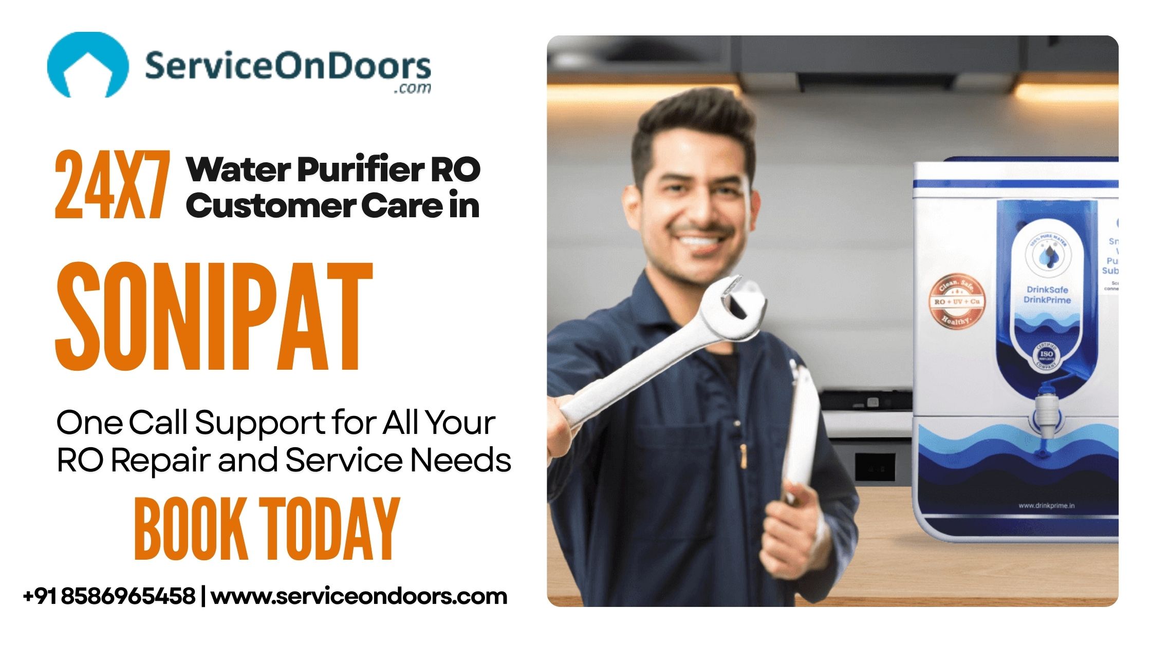 Water Purifier RO Customer Care in Sonipat – 24x7 
Support from ServiceOnDoors